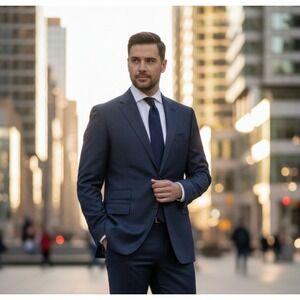 Ralph Lauren Men's 48-Large Navy Blue Long-Sleeve Notch Lapel Wool Blazer